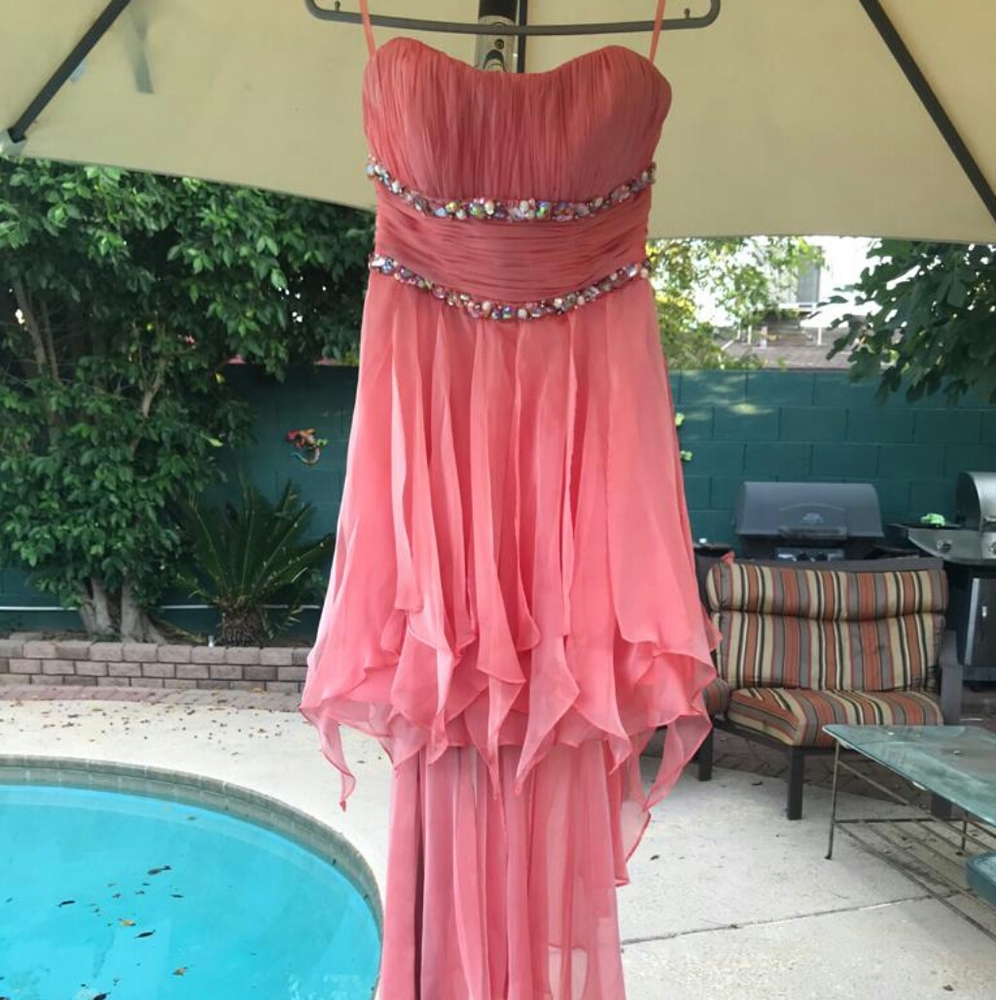 La Femme Strapless Evening Dress